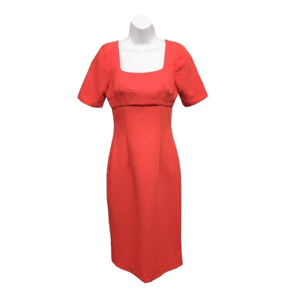 Cooper St Midi Dress Womens Size 2 Red Hailey Square Neck Sheath Classic Office